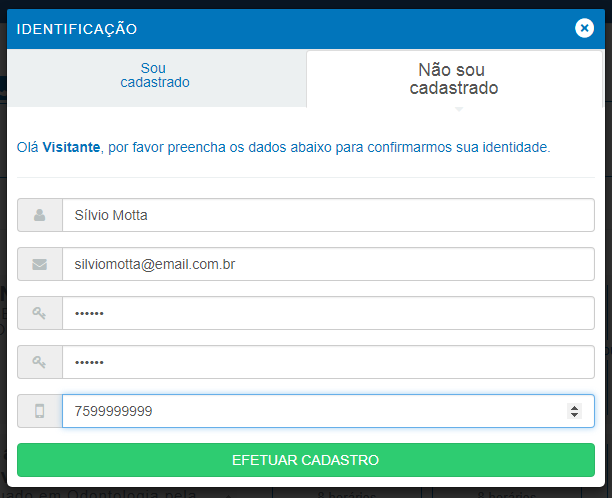 Auto-agendamento online cadastro paciente