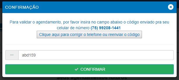 Auto-agendamento online confirmacao