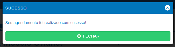 Auto-agendamento online tela sucesso